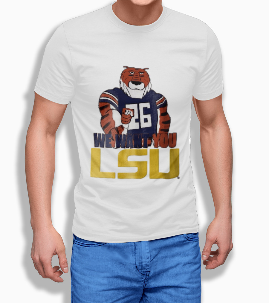 LSU Tigers We Want You Number 26 Mascot Pointing T-Shirt