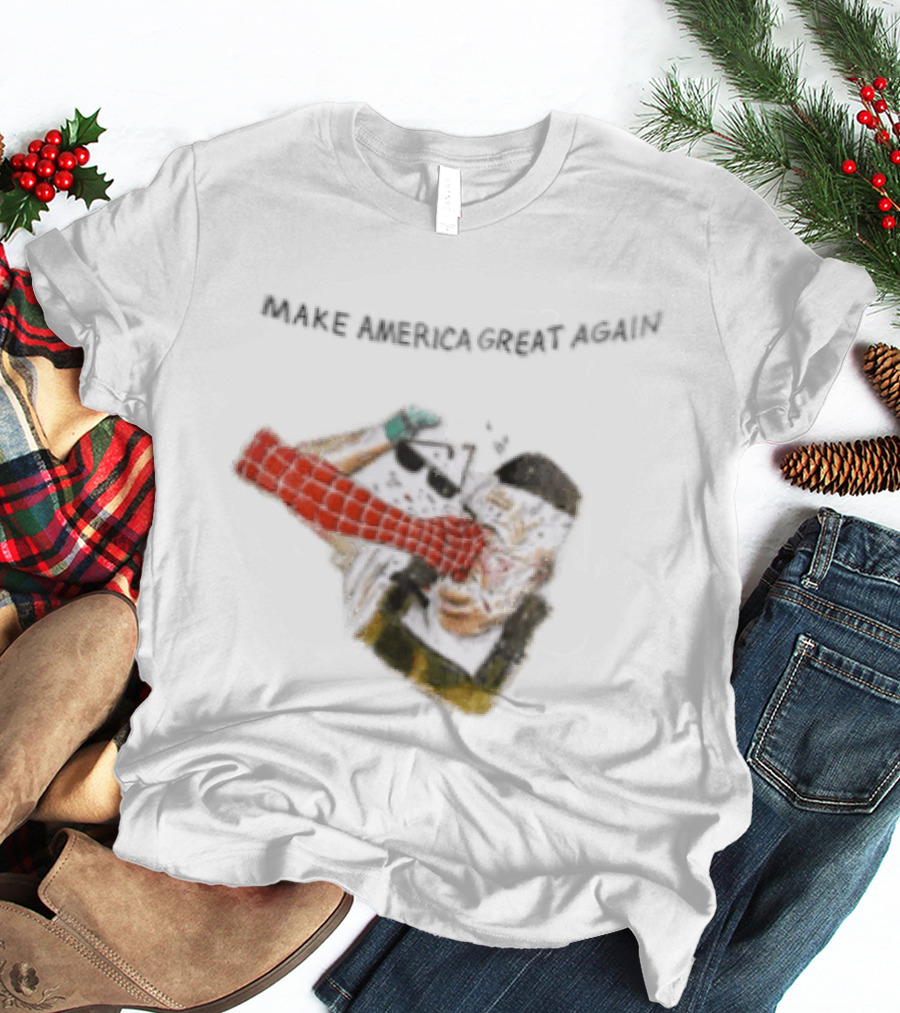Make America Great Again Spider Man Punching Political Caricature T-Shirt