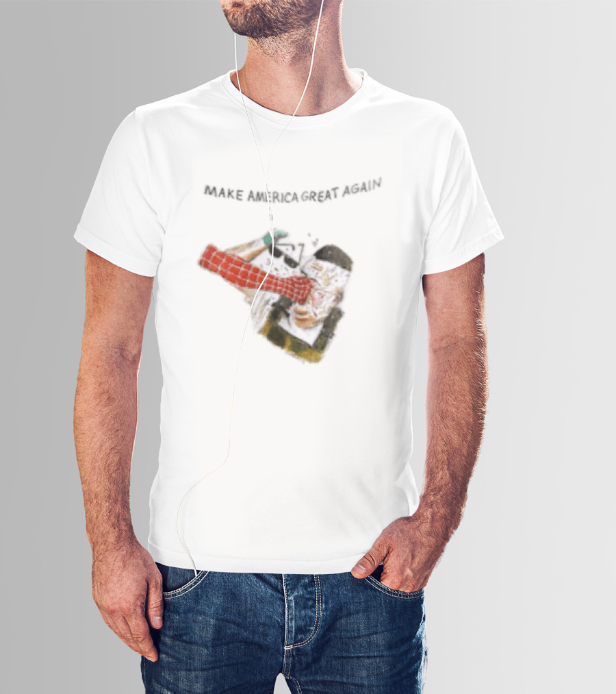 Make America Great Again Spider Man Punching Political Caricature T-Shirt