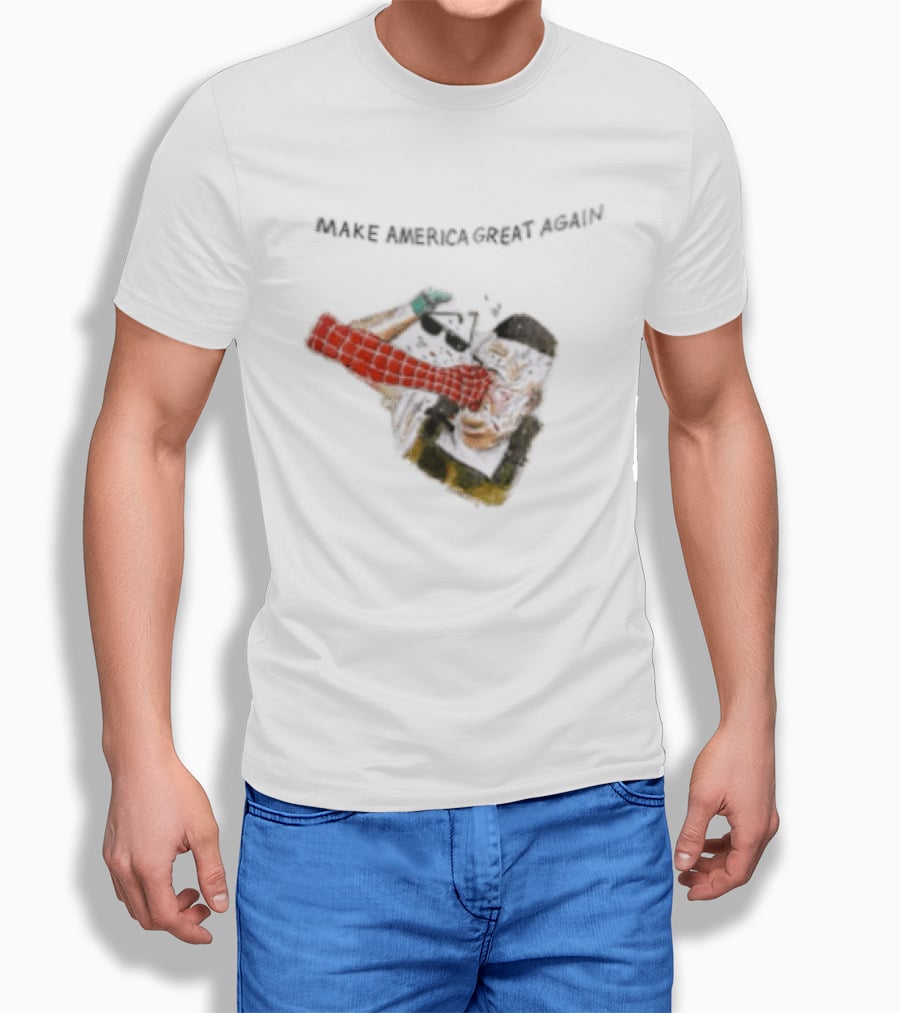 Make America Great Again Spider Man Punching Political Caricature T-Shirt