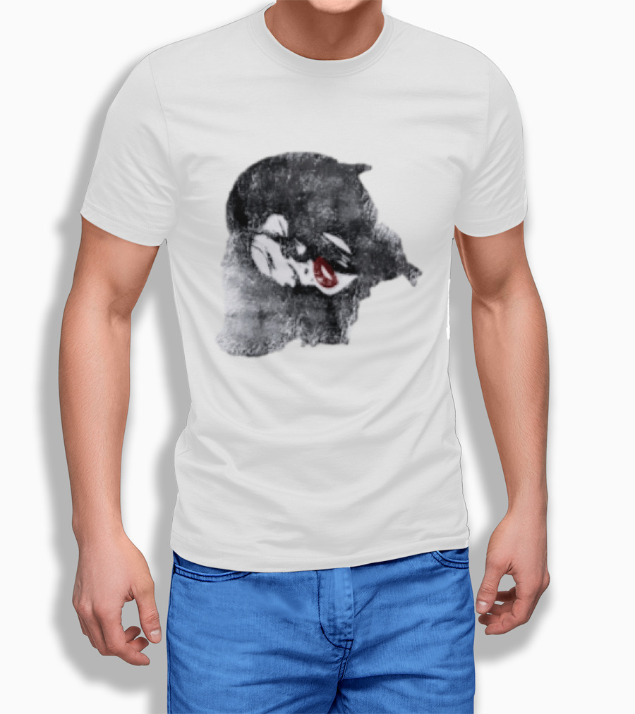 Nessa Barrett Tough Love Off The Shoulder Monochrome Red Lips Sketch T-Shirt