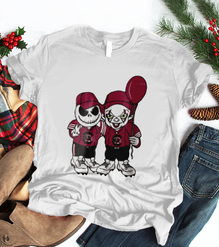 South Carolina Gamecocks NCAA Jack Skellington Pennywise Red Balloon Cartoon T-Shirt