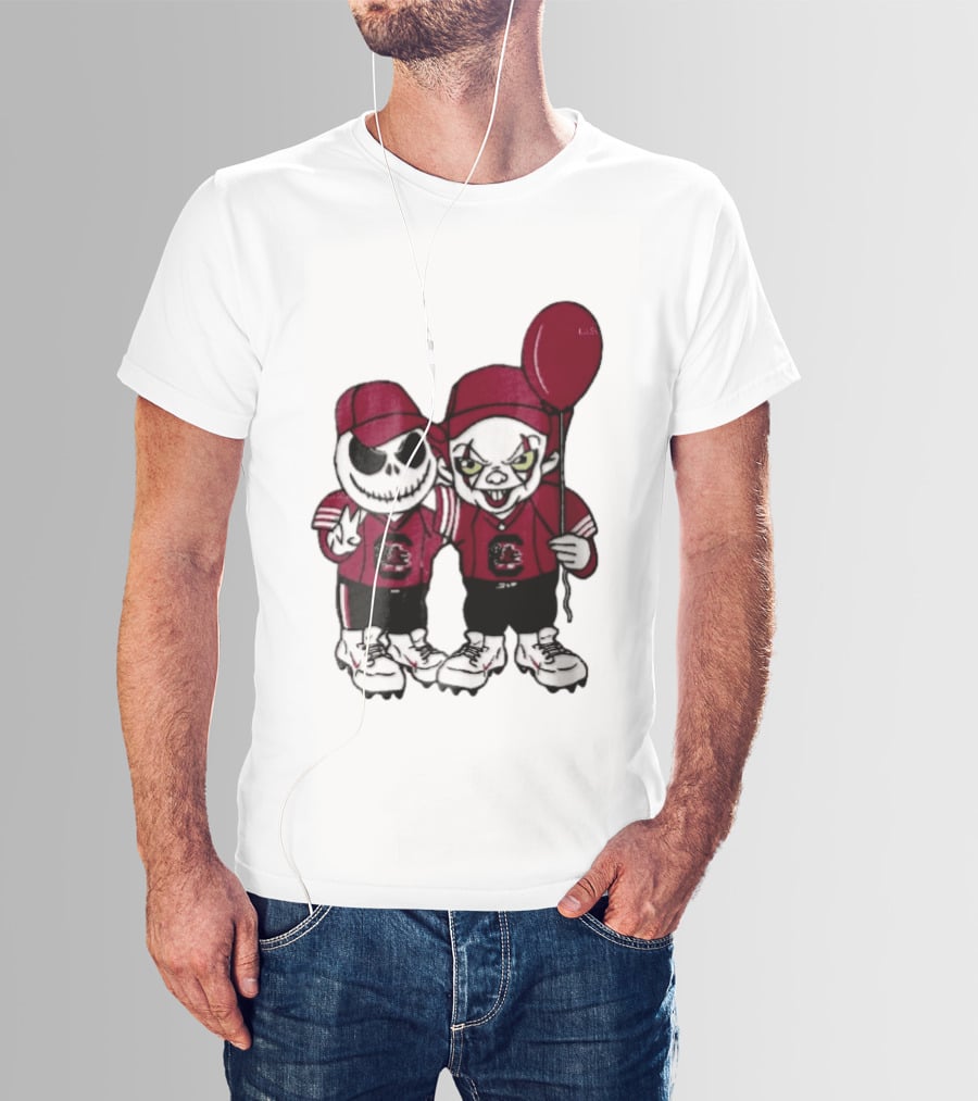 South Carolina Gamecocks NCAA Jack Skellington Pennywise Red Balloon Cartoon T-Shirt