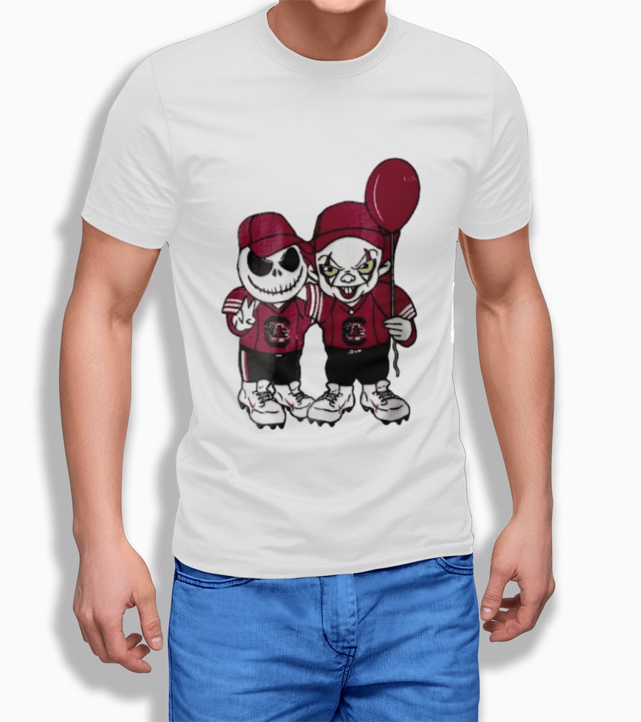 South Carolina Gamecocks NCAA Jack Skellington Pennywise Red Balloon Cartoon T-Shirt