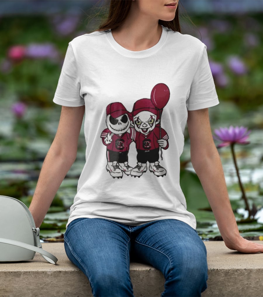South Carolina Gamecocks NCAA Jack Skellington Pennywise Red Balloon Cartoon T-Shirt