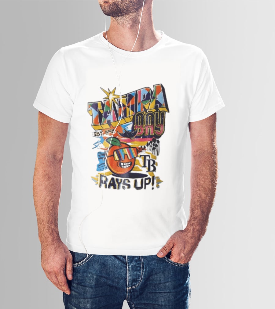 Tampa Bay Rays Est 1998 Cartoon Orange Sunglasses Palm Trees Stingray Rays Up T-Shirt