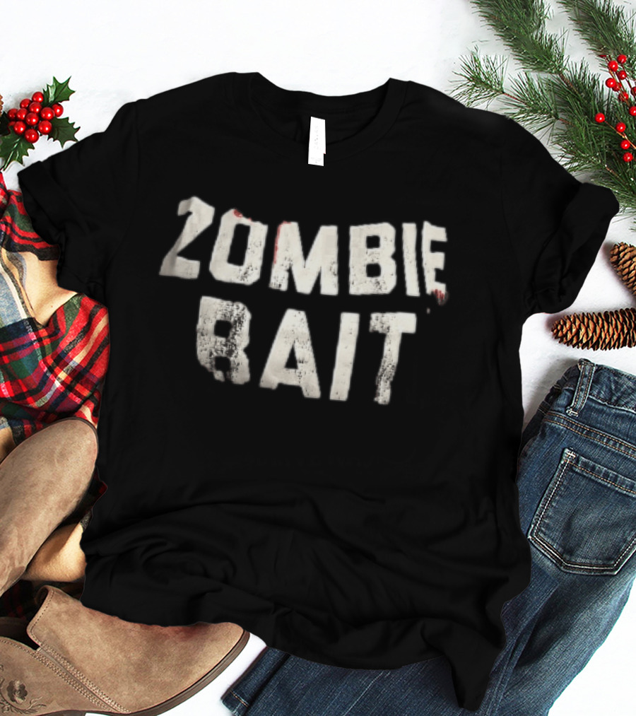 Zombie Bait Distressed White Bloodstained Crumpled Tape T-Shirt