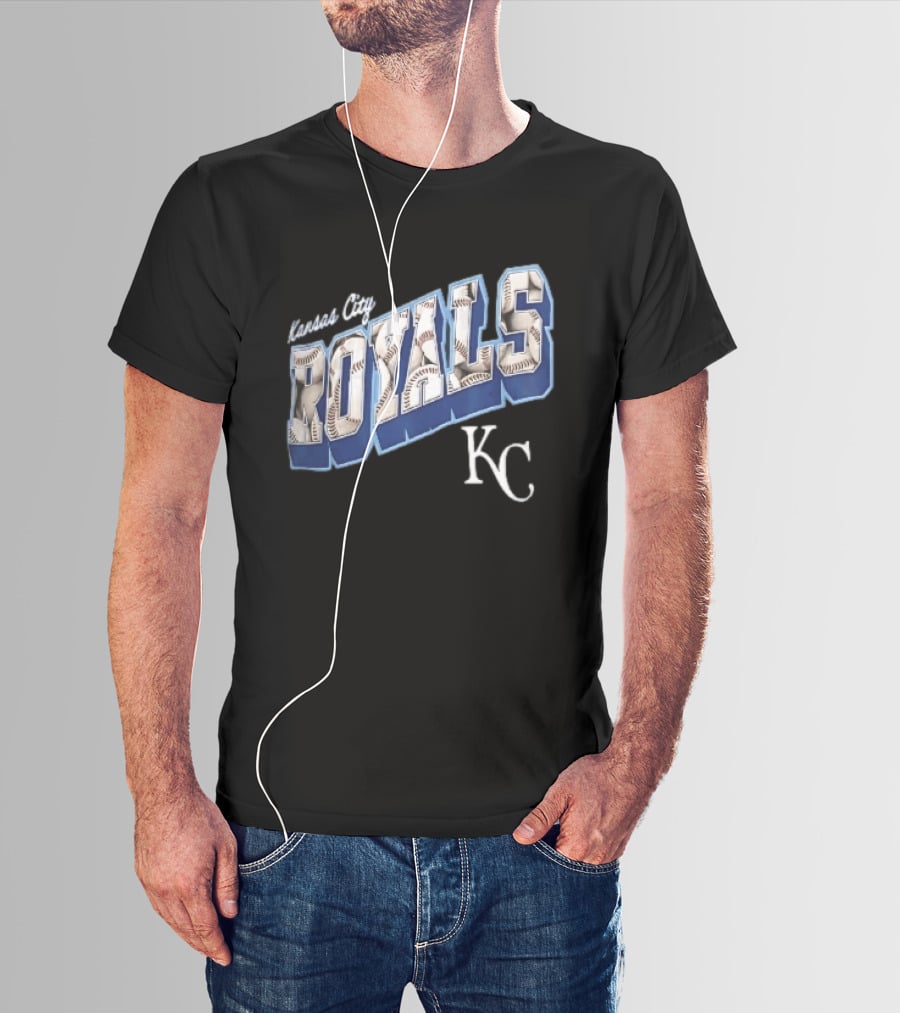 Kansas City Royals Baseball 3D Block KC T-Shirt