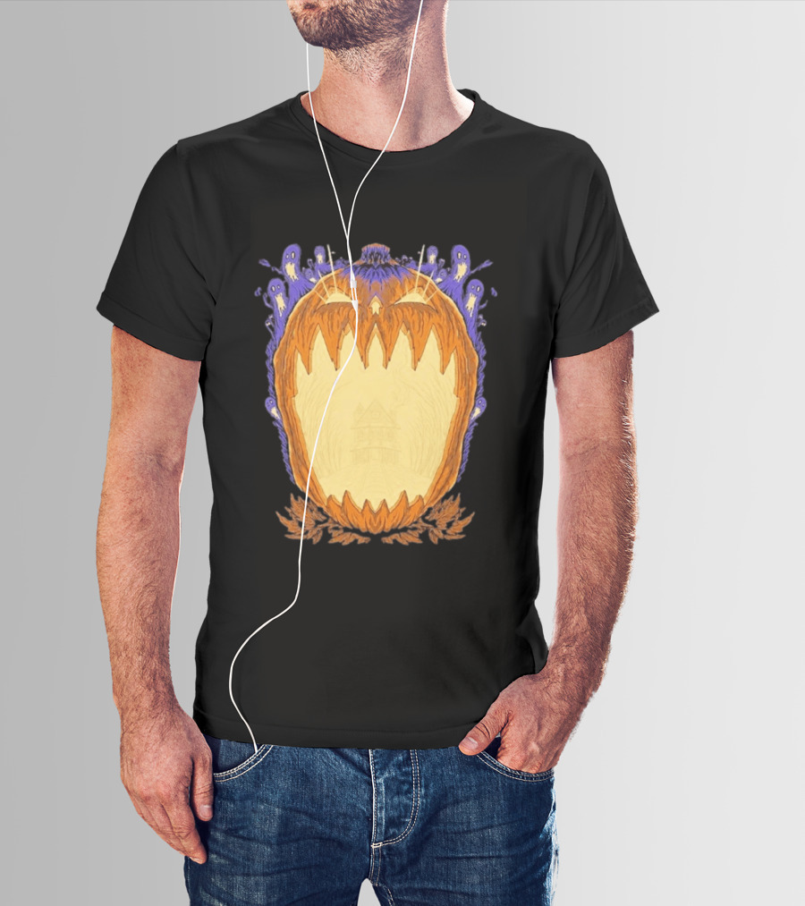 Pumpkin Ghost Haunted House Halloween Spooky Jack O' Lantern T-Shirt