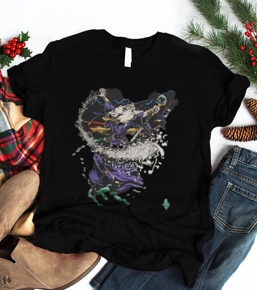 Liquid Blue 1994 Wizard Casting Magic Stars Celestial Staff T-Shirt