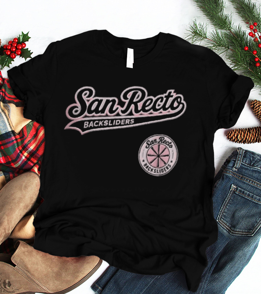 San Recto Backsliders Pink Script Circular Baseball Bat T-Shirt