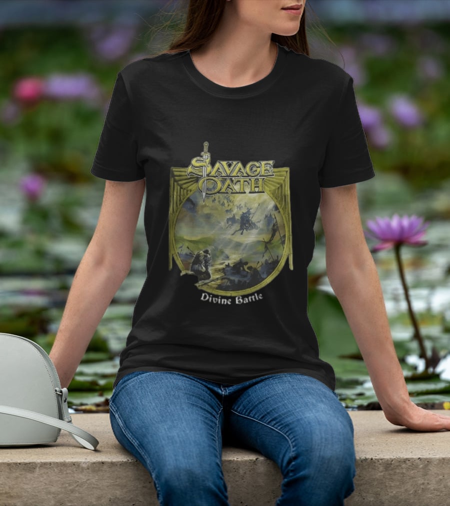 Savage Oath Divine Battle Ghostly Cavalry And Wounded Kneeling Knight T-Shirt