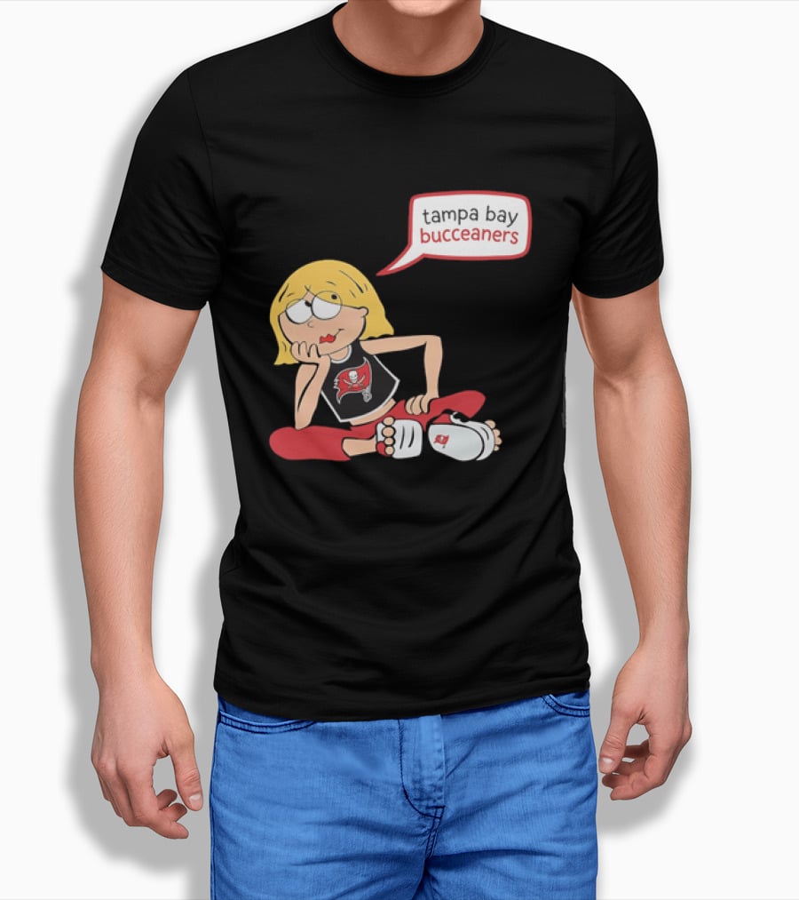 Tampa Bay Buccaneers Cartoon Blonde Girl Speech Bubble Red Pants T-Shirt