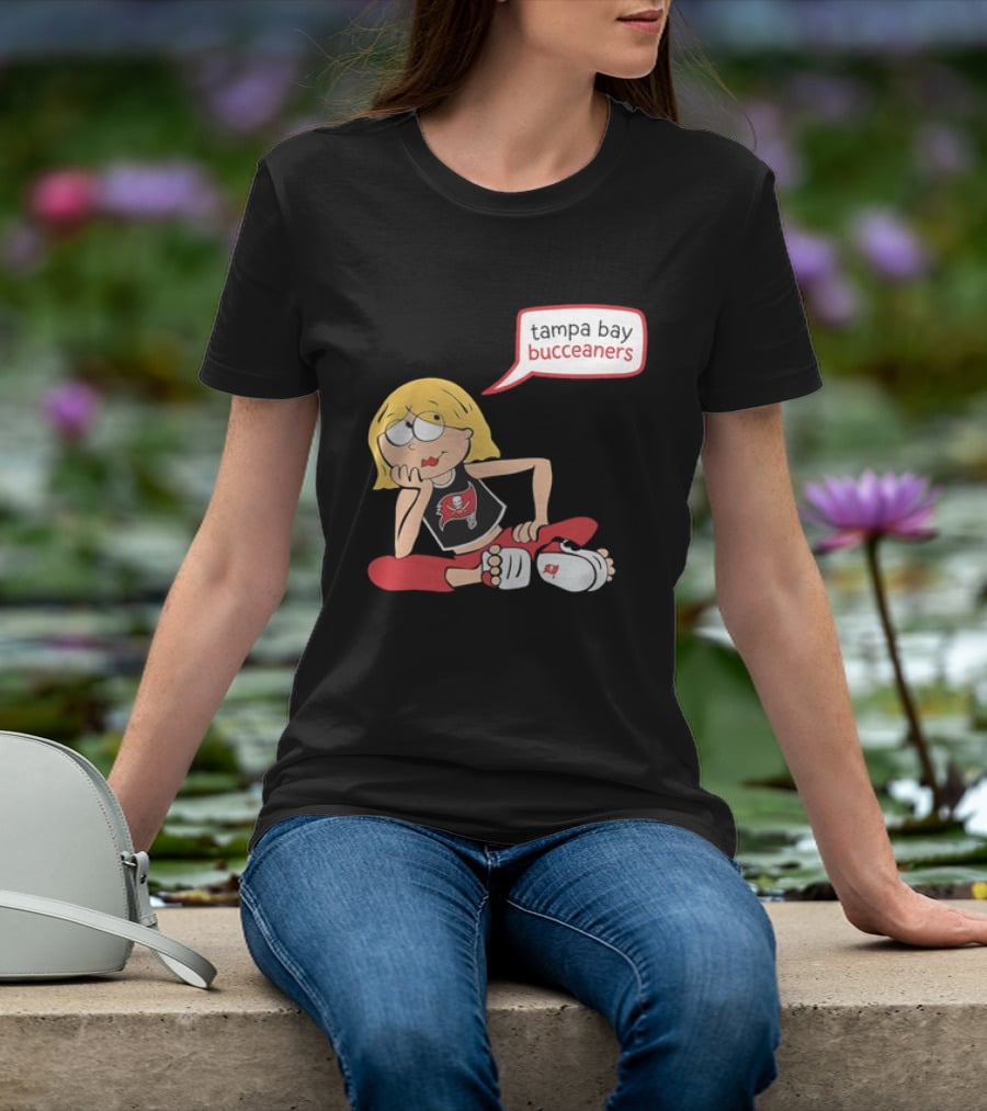 Tampa Bay Buccaneers Cartoon Blonde Girl Speech Bubble Red Pants T-Shirt