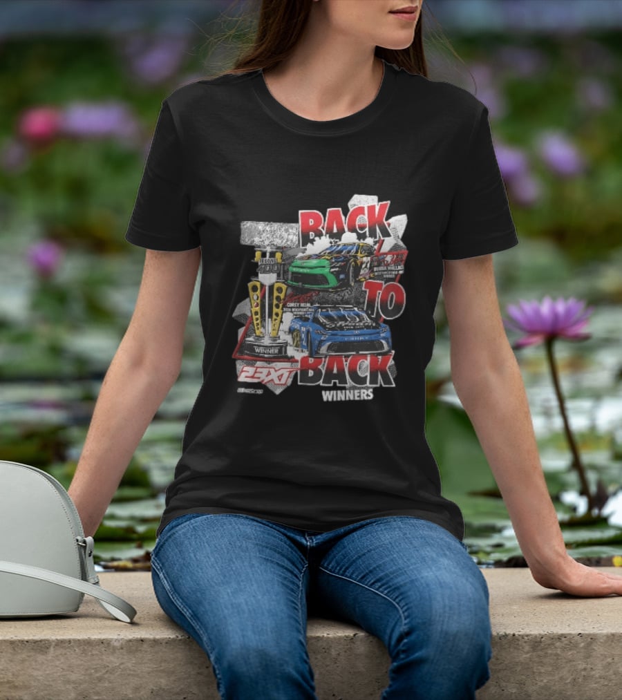 23XI NASCAR Back To Back Winners Bubba Wallace Corey Heim Brickyard 400 Race Cars Trophy 2025 2026 T-Shirt