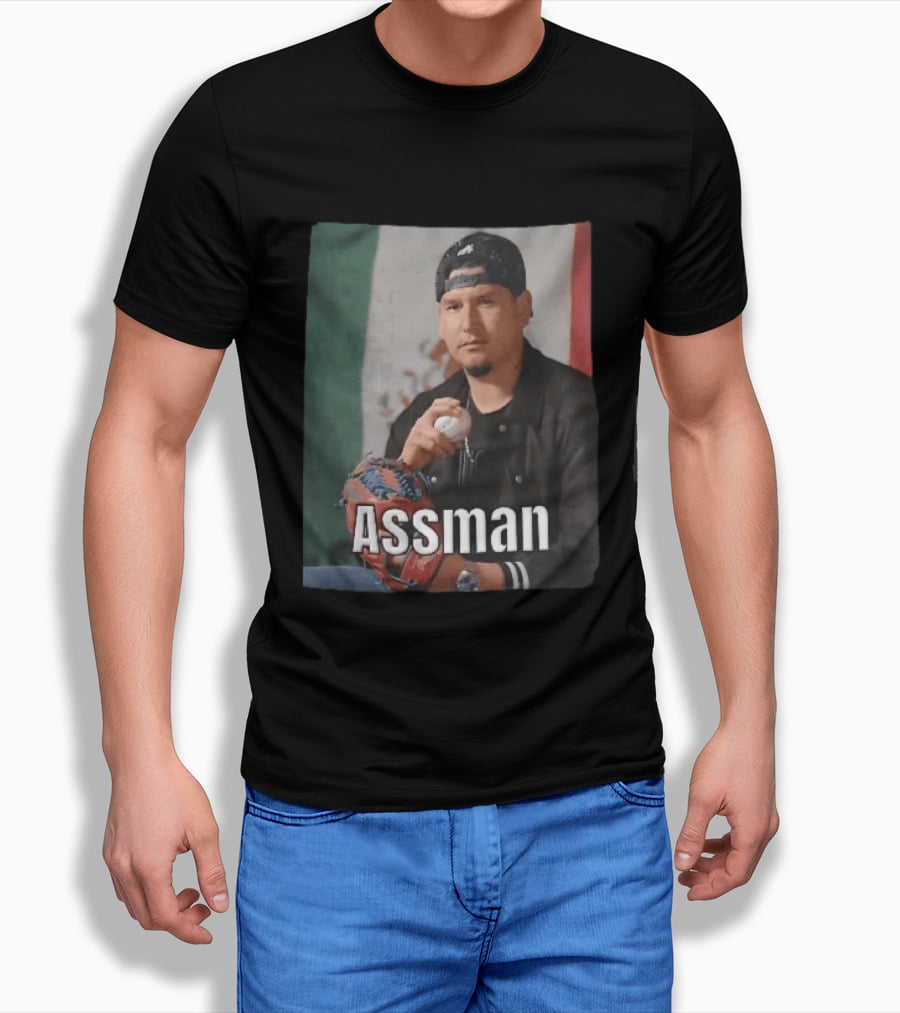 Assman Baseball Pitcher Holding Ball With Mexican Flag T-Shirt