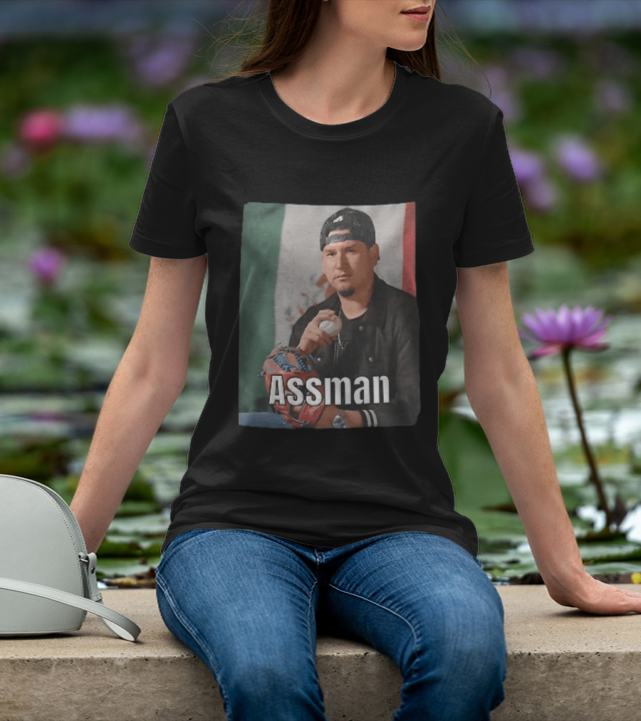 Assman Baseball Pitcher Holding Ball With Mexican Flag T-Shirt