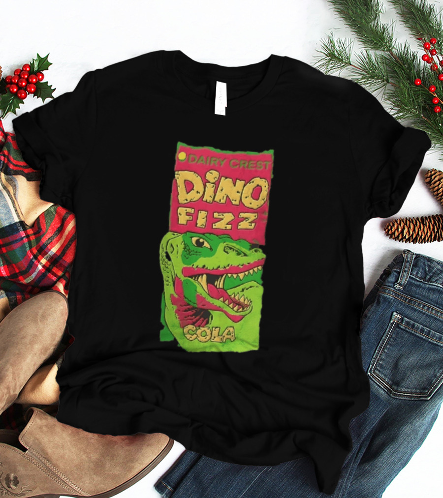 Dairy Crest Dino Fizz Cola Green Dinosaur Open Mouth Red T-Shirt