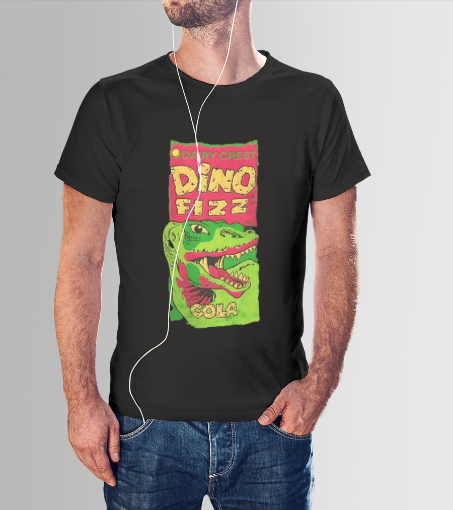 Dairy Crest Dino Fizz Cola Green Dinosaur Open Mouth Red T-Shirt