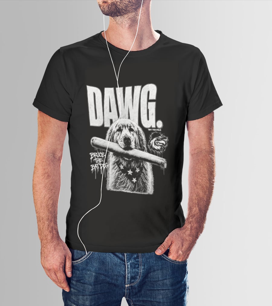 Dawg Bruce The Batdog Baseball Bat And Ball T-Shirt