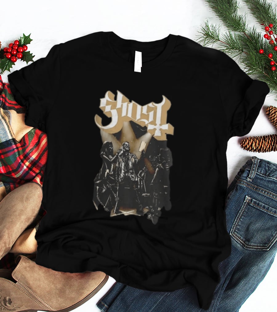 Ghost Skeleton Crew Holding Book Stage Spotlights T-Shirt