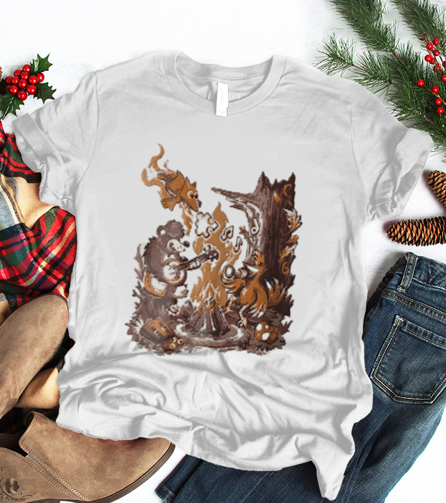Banjo Kazooie Bear And Bird Music Campfire Jiggy Pixel T-Shirt