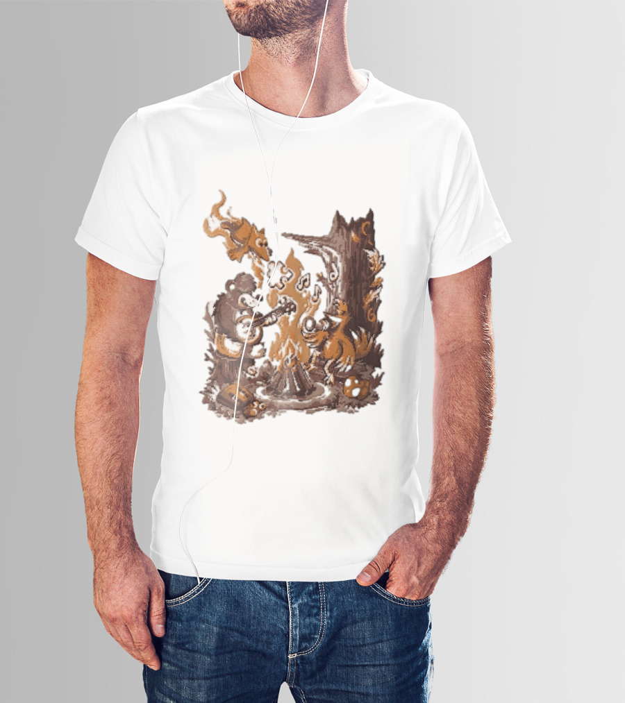Banjo Kazooie Bear And Bird Music Campfire Jiggy Pixel T-Shirt