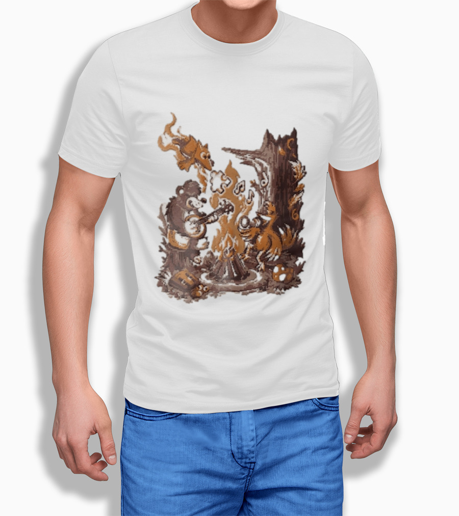 Banjo Kazooie Bear And Bird Music Campfire Jiggy Pixel T-Shirt