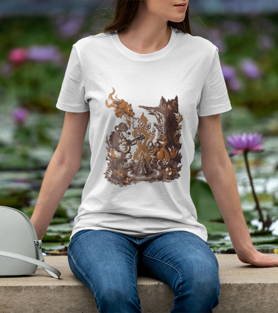 Banjo Kazooie Bear And Bird Music Campfire Jiggy Pixel T-Shirt