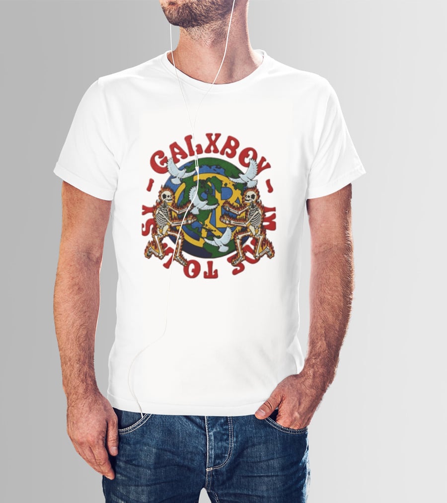 Galxboy Systms Toys Flaming Skeletons With Doves Peace T-Shirt