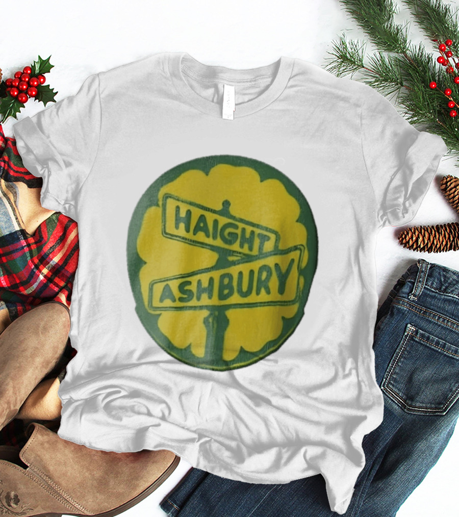 Haight Ashbury Street Sign Yellow Flower T-Shirt