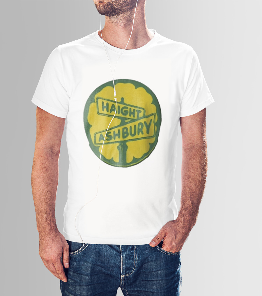 Haight Ashbury Street Sign Yellow Flower T-Shirt