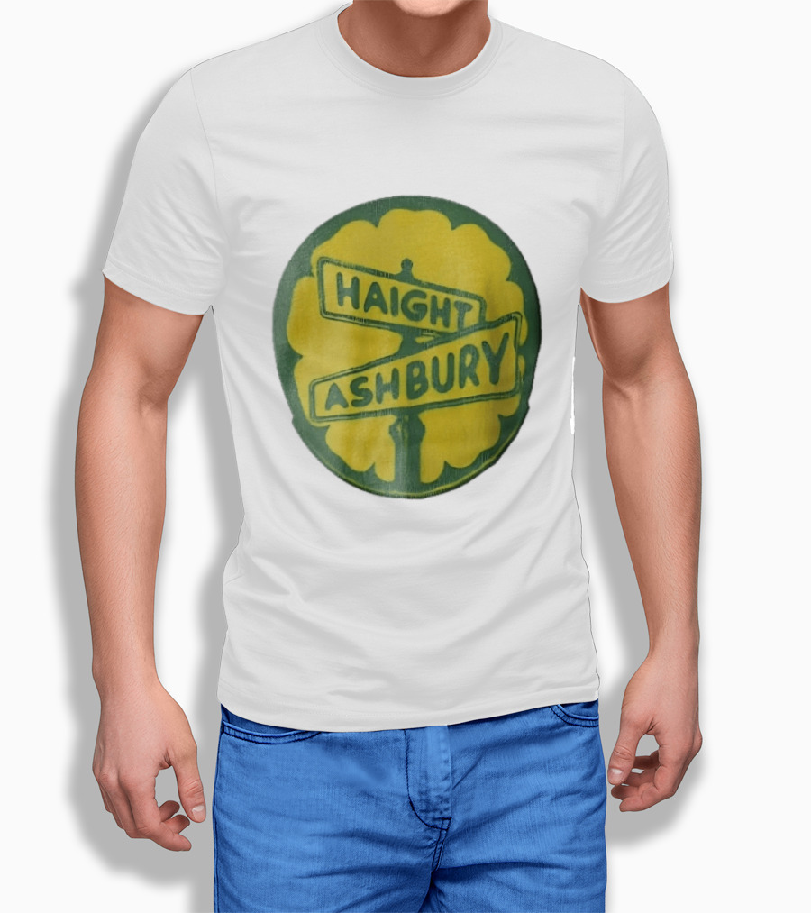 Haight Ashbury Street Sign Yellow Flower T-Shirt