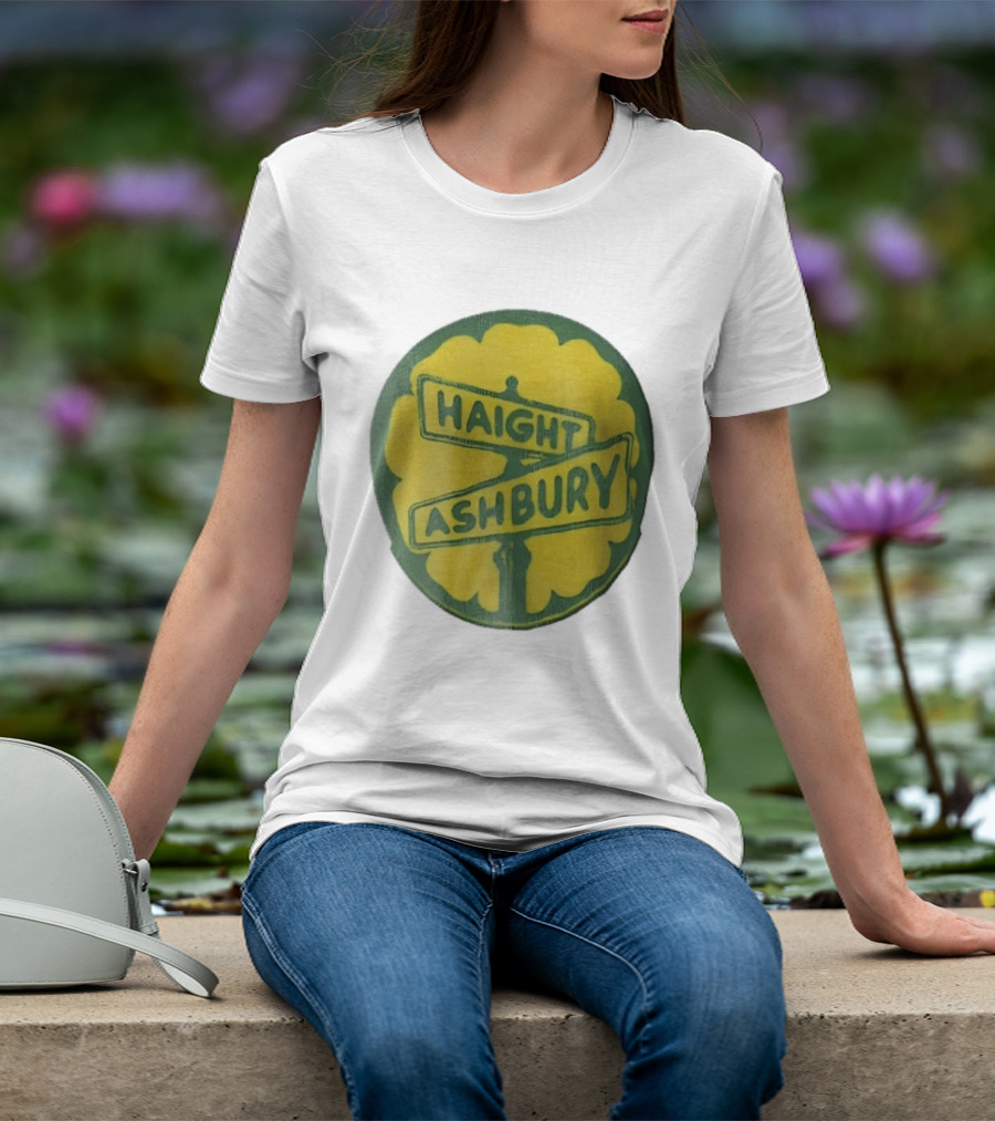 Haight Ashbury Street Sign Yellow Flower T-Shirt