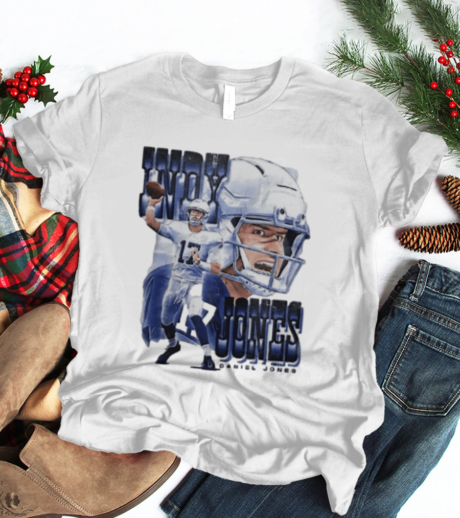 Indy Jones Football Quarterback Throwing Action Close Up Helmet T-Shirt
