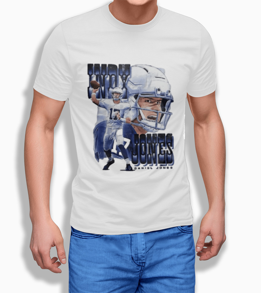 Indy Jones Football Quarterback Throwing Action Close Up Helmet T-Shirt