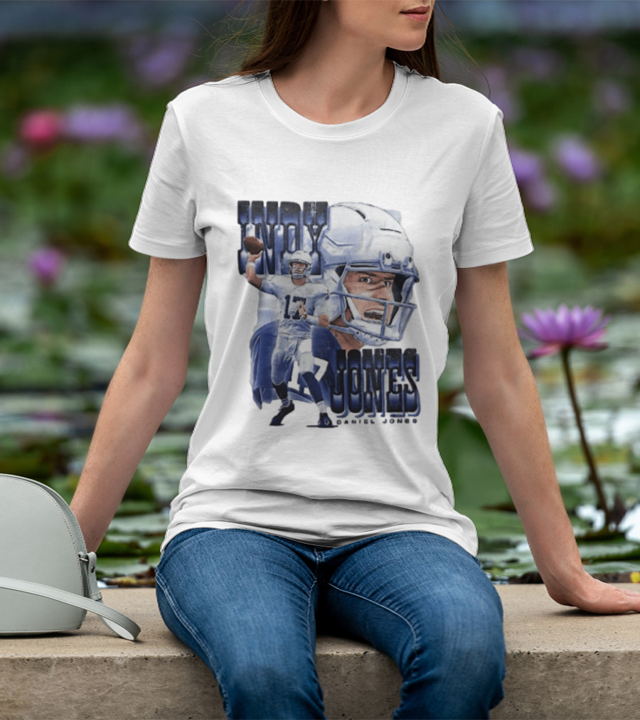 Indy Jones Football Quarterback Throwing Action Close Up Helmet T-Shirt