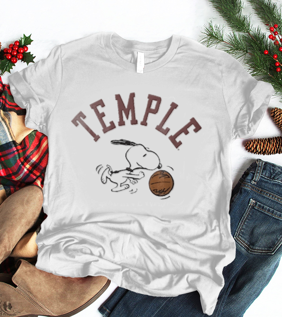 Temple Owls Snoopy Dribbling Basketball NCAA Cartoon T-Shirt