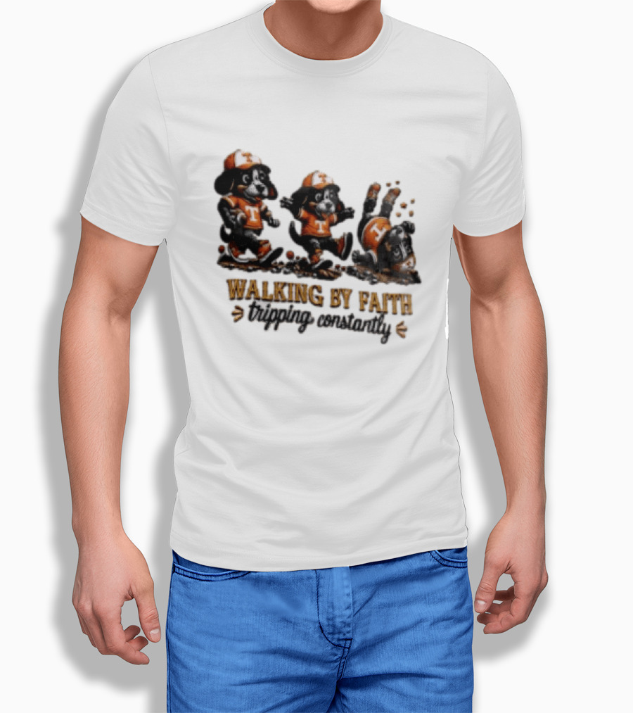 Tennessee Volunteers Walking By Faith Tripping Constantly Puppy T-Shirt