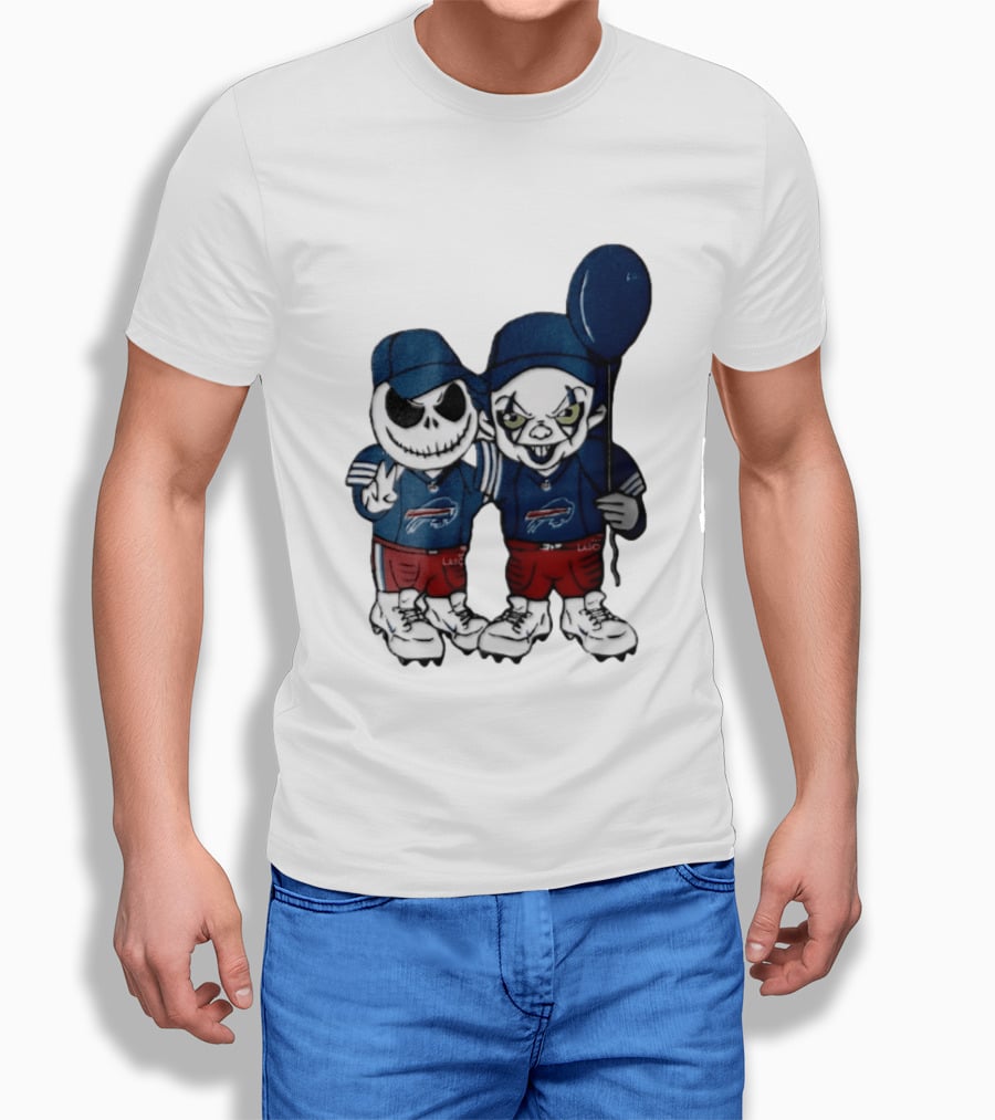 Buffalo Bills Halloween 2026 Jack Skellington Clown Balloon Football T-Shirt