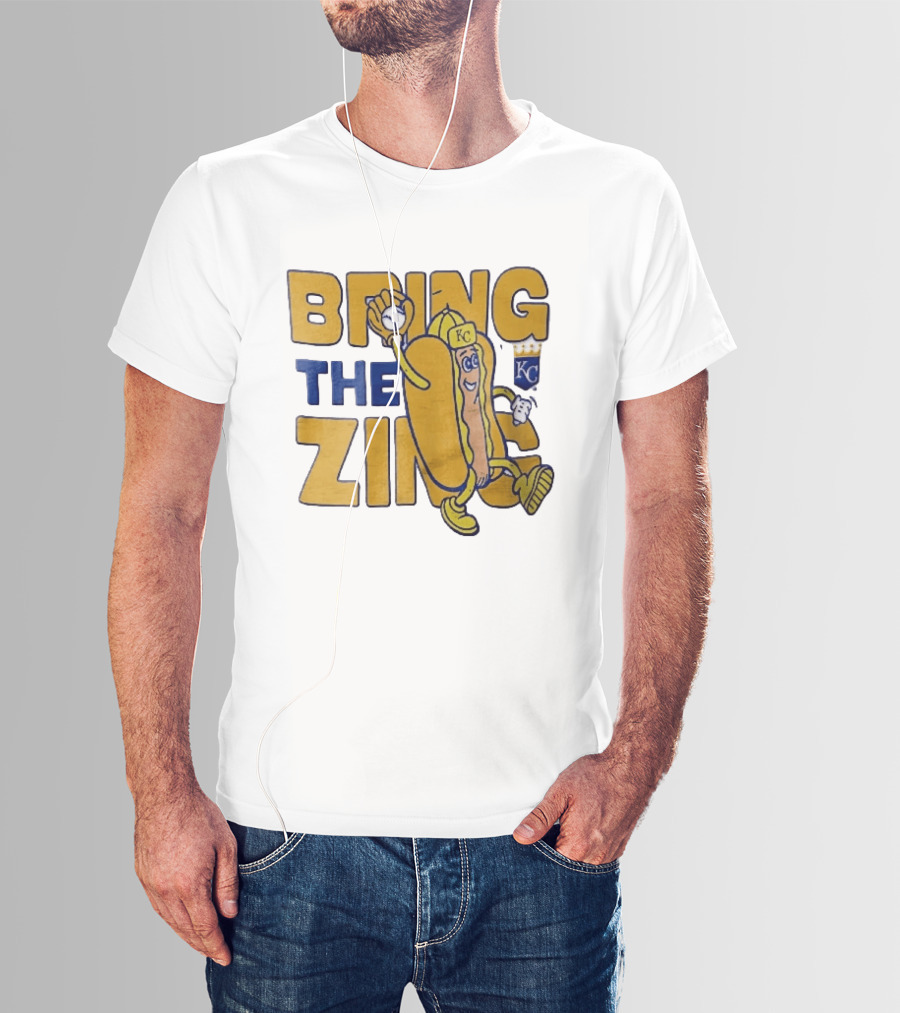 Kansas City Royals Bring The Zing Cartoon Hot Dog KC Baseball Glove T-Shirt