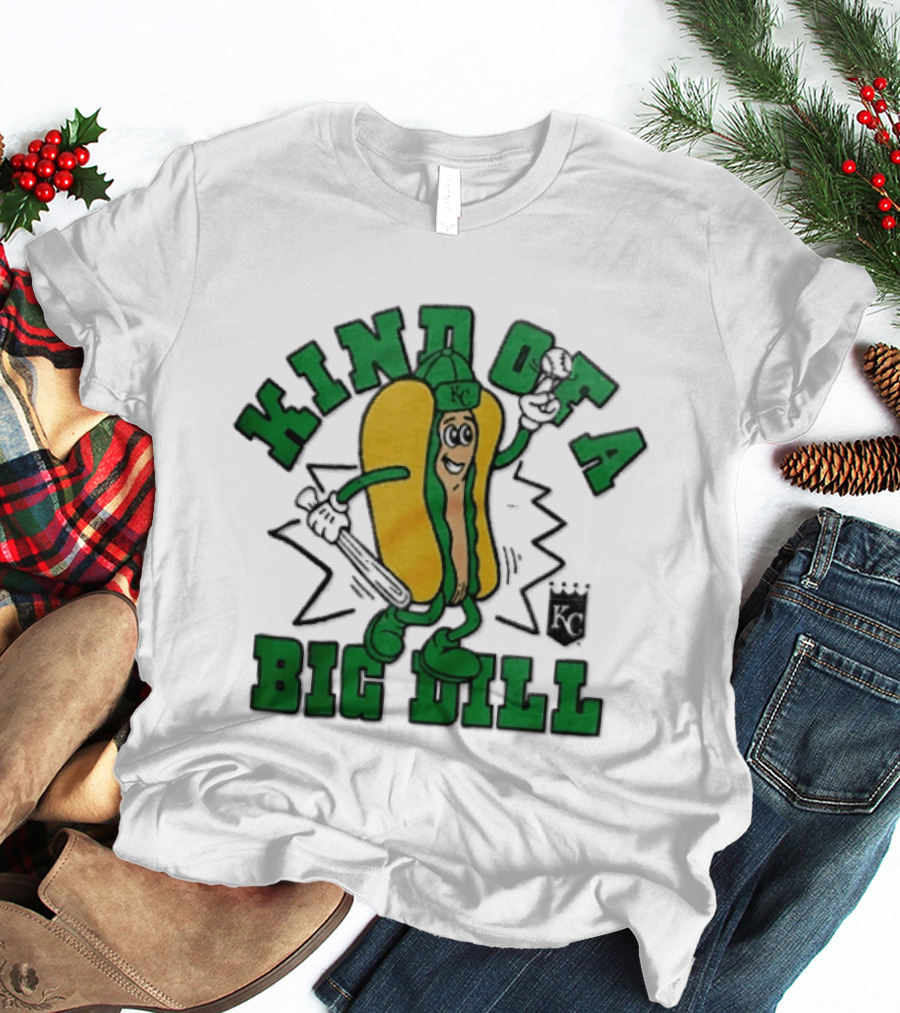 Kansas City Royals MLB Kinda Of A Big Dill Cartoon Pickle Hot Dog KC T-Shirt