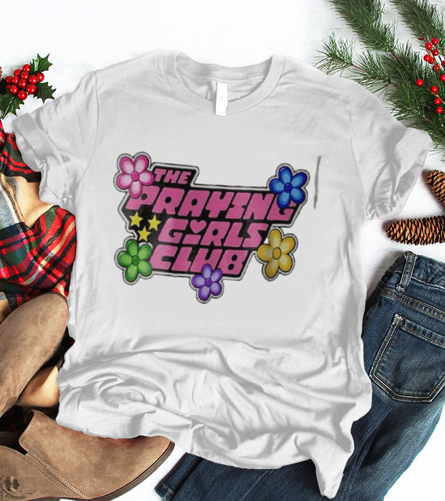 The Praying Girls Club Pink Floral Stars Flower Bubble T-Shirt