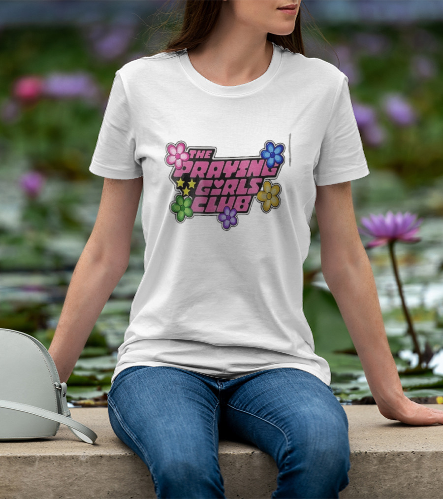 The Praying Girls Club Pink Floral Stars Flower Bubble T-Shirt