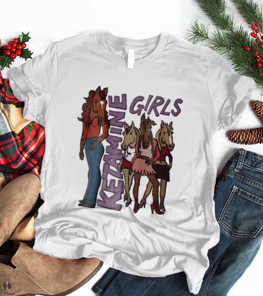 Ketamine Girls Cartoon Anthropomorphic Female Horses Fashion Outfits T-Shirt