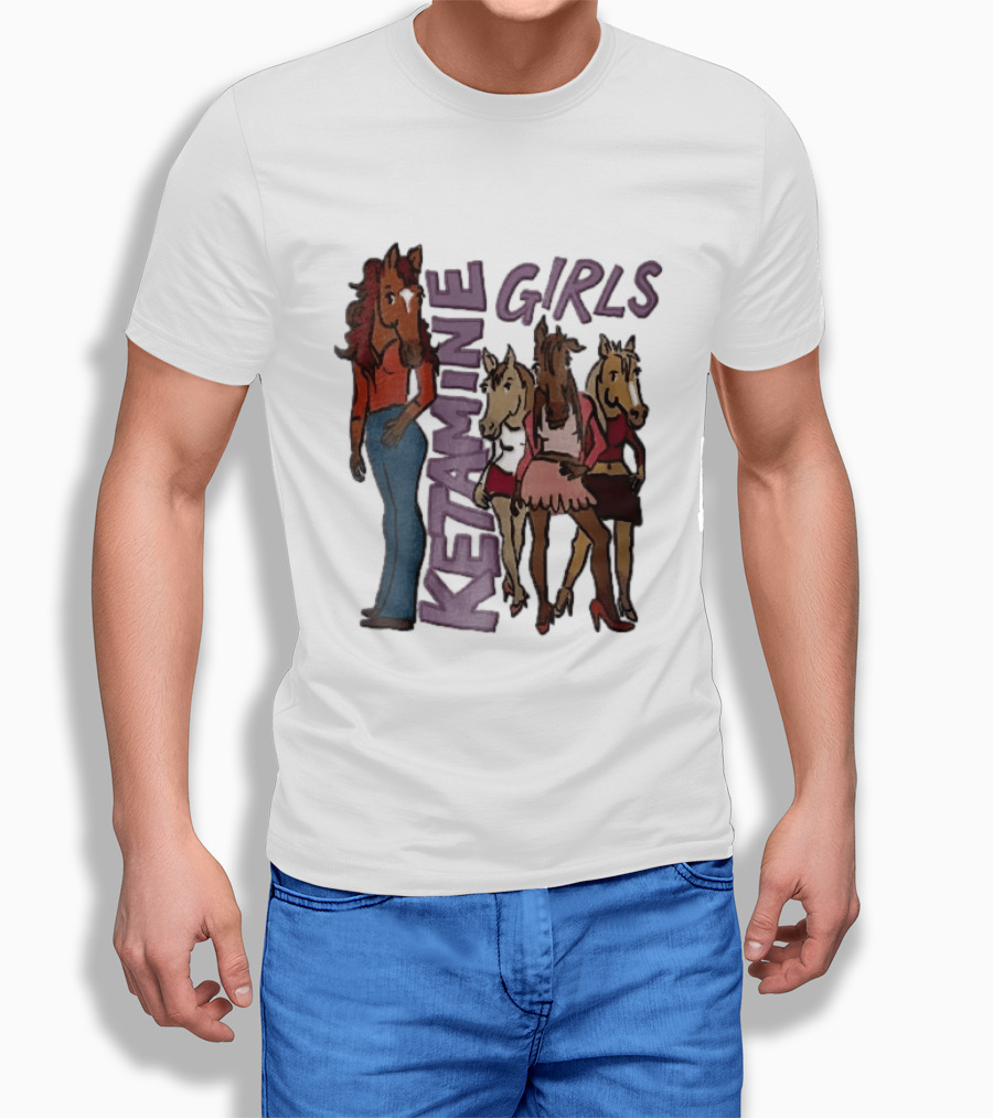 Ketamine Girls Cartoon Anthropomorphic Female Horses Fashion Outfits T-Shirt