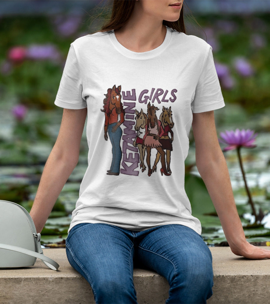 Ketamine Girls Cartoon Anthropomorphic Female Horses Fashion Outfits T-Shirt