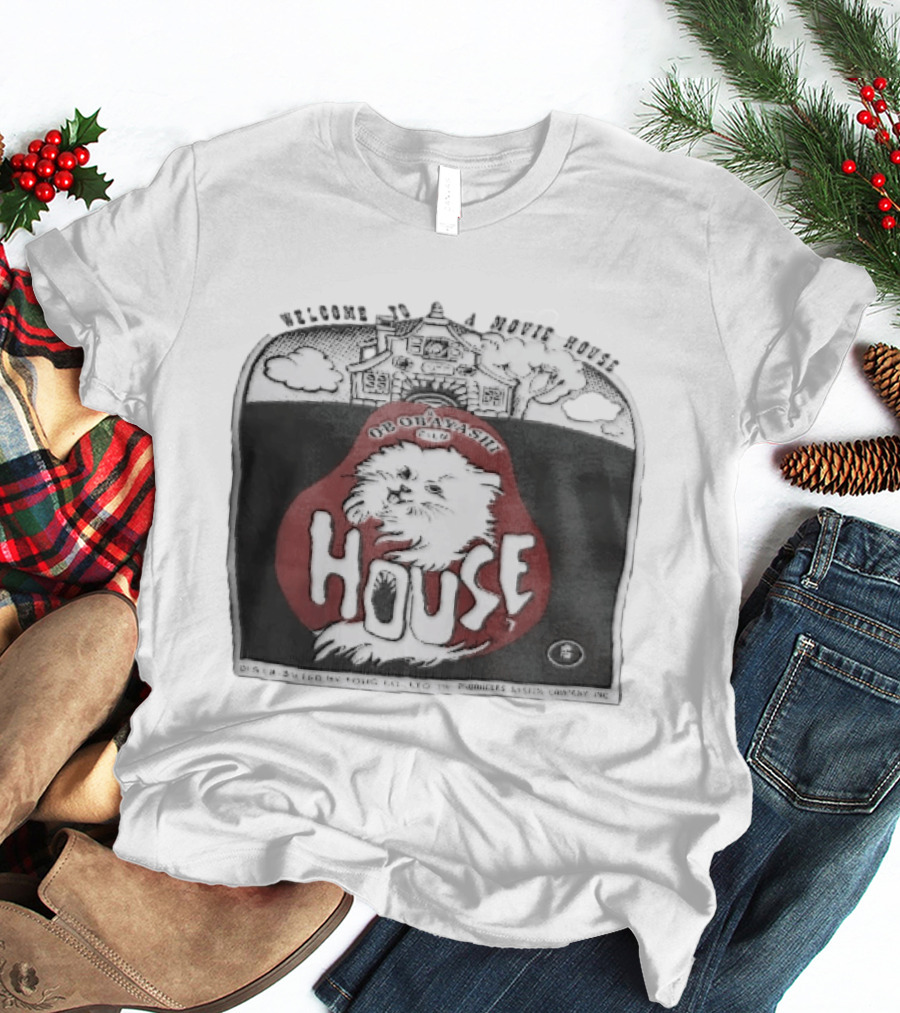 Welcome To A Movie House Ob Obayashi Film Toho Co Ltd Fluffy White Cat T-Shirt