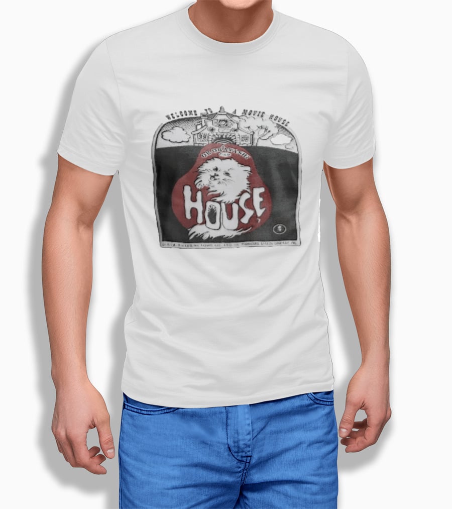 Welcome To A Movie House Ob Obayashi Film Toho Co Ltd Fluffy White Cat T-Shirt