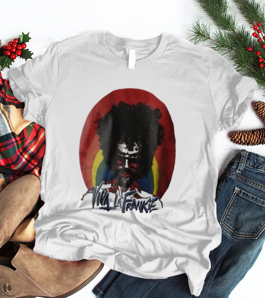 Viva LA Frankie Afro Man Glasses Rainbow Oval T-Shirt